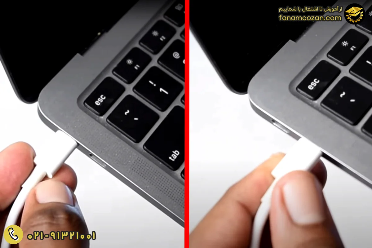 شارژر را به پورت USB Type-C دوم متصل کنید